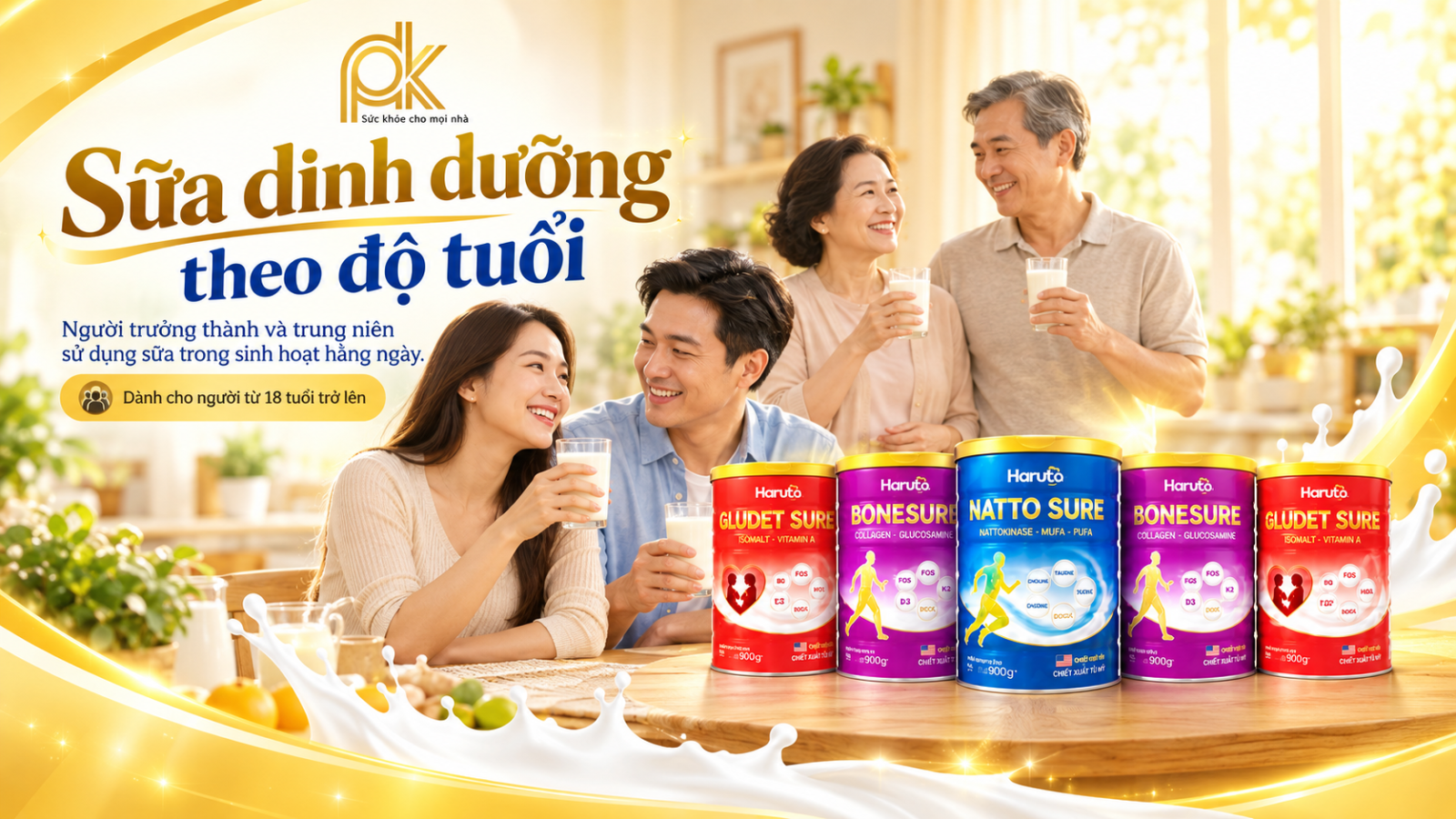 Người trưởng thành và trung niên sử dụng sữa trong sinh hoạt hằng ngày | PK Haruto 
