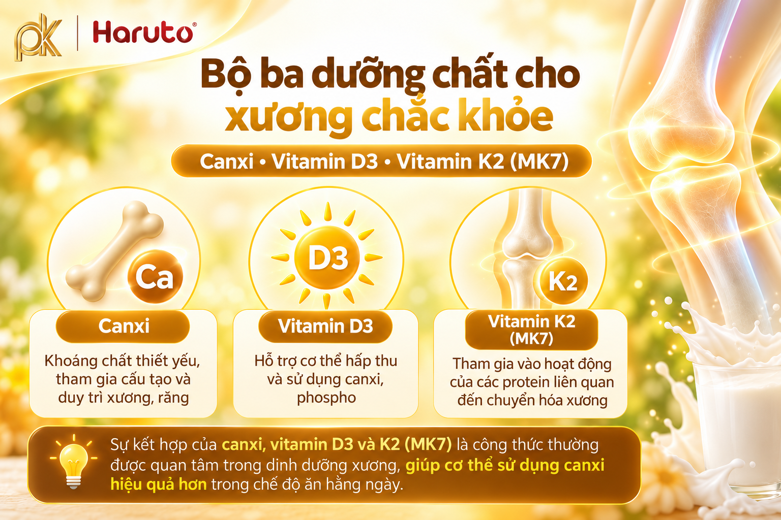 Bộ Ba Dưỡng Chất Cho Xương Chắc Khỏe 